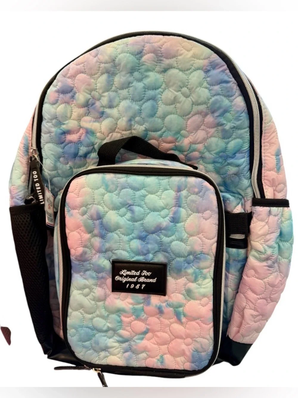 Limited Too Quilted Pastel Tie-Dye Heart Stitch Backpack Set NWT